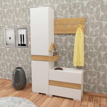 Decorotika Rufi Beyaz Teak Portmanto