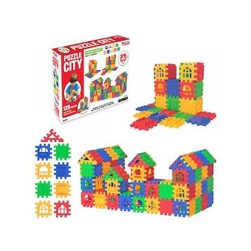 Dede 03703 City 128 Parça Pembe Puzzle
