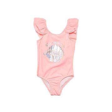 Deep Beach DB200722CM Varak Baskılı Açık Pembe Kız Çocuk Mayo