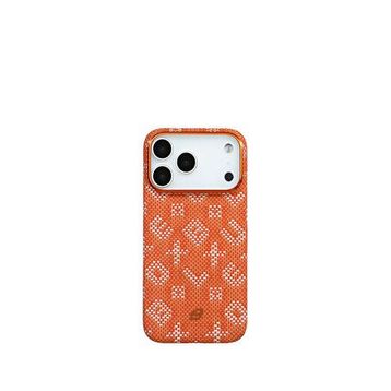 Deercase iPhone 17 Pro Max Turuncu Örgü Desen Kamera Korumalı Premium Magsafe Uyumlu Siyah Telefon Kılıfı