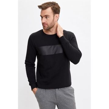 Defacto 225262831 Sarı Regular Fit Erkek Sweatshirt