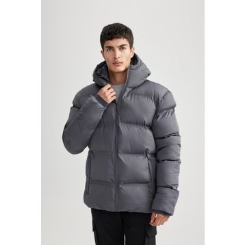 DeFacto A2277AX23WN Antrasit Su İtici Regular Fit Kapüşonlu Erkek Mont