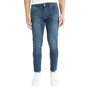 DeFacto B4539AX23AU NM40 Mavi Pedro Slim Fit Dar Kalıp Normal Bel Dar Paça Erkek Jean Pantolon