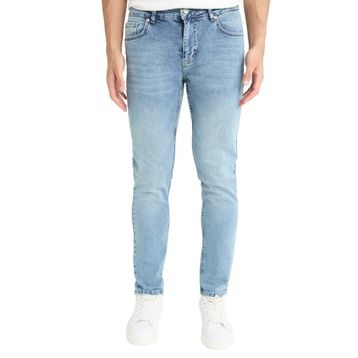 DeFacto B4539AX23AU NM40 Mavi Pedro Slim Fit Dar Kalıp Normal Bel Dar Paça Erkek Jean Pantolon