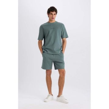 DeFacto B8792AX25SM Yeşil-GN1019 Erkek Regular Fit Düz Paça Cepli Basic Düz Şort