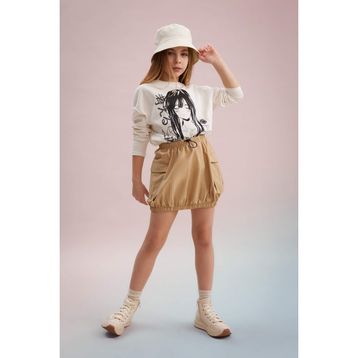 Defacto C0125A824SPBG395 Kız Çocuk Poplin Etek