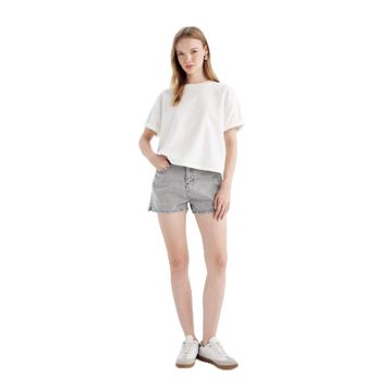 DeFacto C0689AX24HS Gri-NM55 Kadın Mom Fit Yüksek Bel Jean Şort
