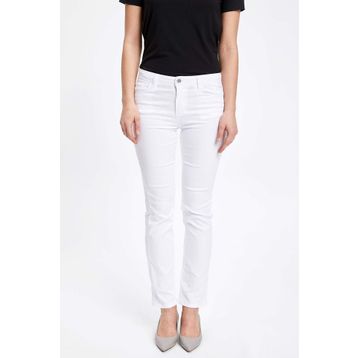DeFacto Carmela Straight Fit Beyaz Kadın Pantolon