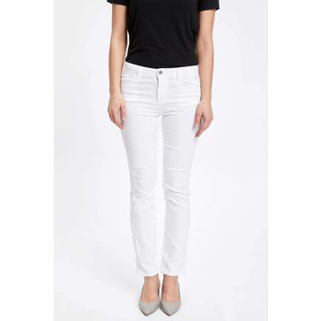 DeFacto Carmela Straight Fit Beyaz Kadın Pantolon