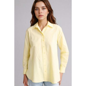 DeFacto D7341AX26SP Sarı-YL142 Kadın Relax Fit Gömlek Yaka Poplin Tunik