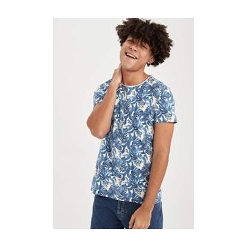DeFacto Ekstra Slim Fit Bisiklet Yaka Floral Desenli Kısa Kollu Tişört U0284AZ21SM