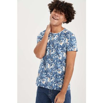 DeFacto Ekstra Slim Fit Bisiklet Yaka Floral Desenli Kısa Kollu Tişört U0284AZ21SM