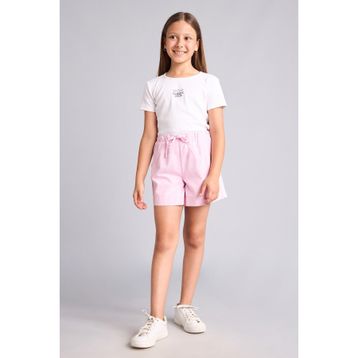 DeFacto I0060A826HS %100 Pamuk Regular Fit Elastik Bel Gabardin Pembe Kız Çocuk Şort