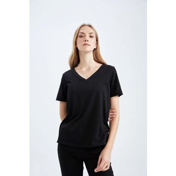 DeFacto K1507AZ V Yaka Basic Relax Fit Kısa Kollu Tişört
