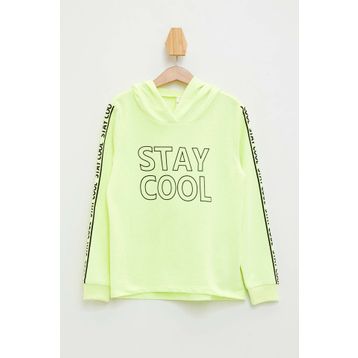 DeFacto L1770A619AUYL377 Relax Fit Kapüşonlu Yazı Baskılı Kız Çocuk Sweatshirt