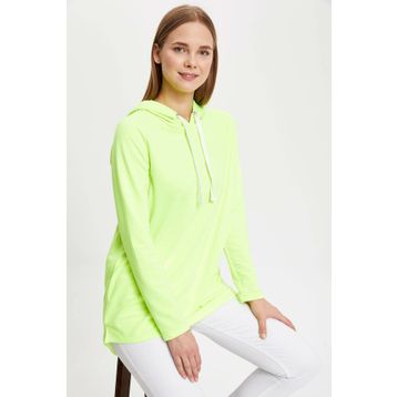 Defacto L3347AZ.19SM.YL84 Sarı Kapüşonlu Sırtı Baskılı Uzun Kollu Kadın Sweatshirt