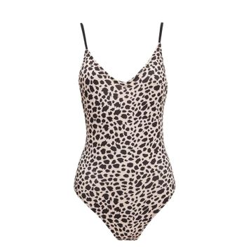 Defacto L3959AZ.19SM.BG352 Bej Leopar Desenli Askılı Kadın Mayo
