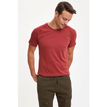 DeFacto M4789AZ21SP Whıte Basic Slim Fit Bisiklet Yaka Pamuklu Erkek T-shirt