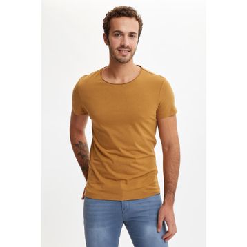DeFacto M4789AZ21SP Whıte Basic Slim Fit Bisiklet Yaka Pamuklu Erkek T-shirt