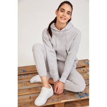 DeFacto M9572AZ20SPWT34 Beyaz Relax Fit Kapüşonlu Basic Kadın Sweatshirt