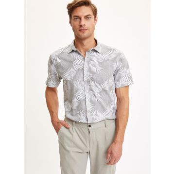 DeFacto R1488AZ20SM Erkek Yaprak Desenli Regular Fit Kısa Kollu Gömlek