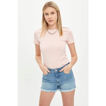 DeFacto R5585AZ.20SM.PN592 Pembe Basic Regular Fit Kısa Kollu Kadın T-shirt