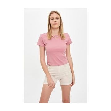 DeFacto R5585AZ.20SM.PN592 Pembe Basic Regular Fit Kısa Kollu Kadın T-shirt