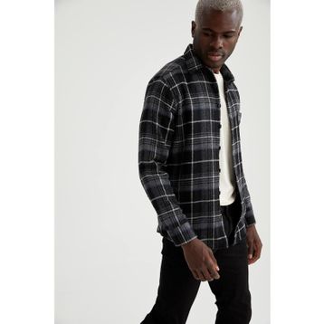 DeFacto T7415AZ20WN Gri Kareli Regular Fit Uzun Kollu Oduncu Erkek Gömlek