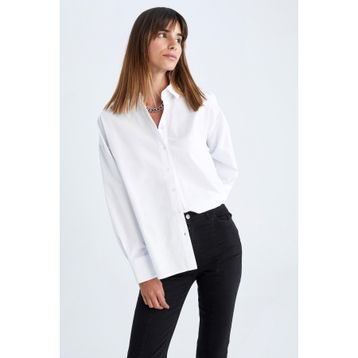 DeFacto T8735AZ22AU Oversize Fit Uzun Kollu Poplin %100 Pamuk Gömlek