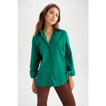 DeFacto T8735AZ22AU Oversize Fit Uzun Kollu Poplin %100 Pamuk Gömlek
