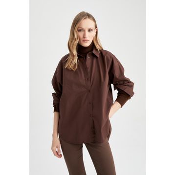 DeFacto T8735AZ22AU Oversize Fit Uzun Kollu Poplin %100 Pamuk Gömlek