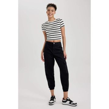 DeFacto W8036AZ23SP Kadın Coool Kargo Jogger Gabardin Normal Bel Pantolon