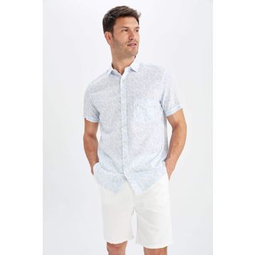 DeFacto X2054AZ22SM Regular Fit Desenli Kısa Kollu Gömlek