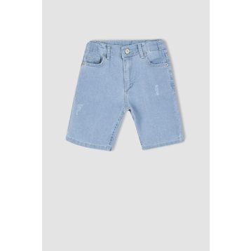 DeFacto X2139A622SM Mavi Erkek Çocuk Yırtık Detaylı Jean Bermuda Şort