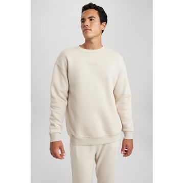 DeFacto X8282AZ23AU BK81 Siyah Boxy Fit Bisiklet Yaka Baskılı Erkek Sweatshirt