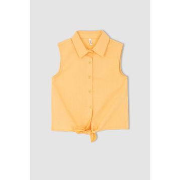 DeFacto Y0137A622SM Regular Fit Bağlamalı Poplin Kolsuz Kız Çocuk Gömlek