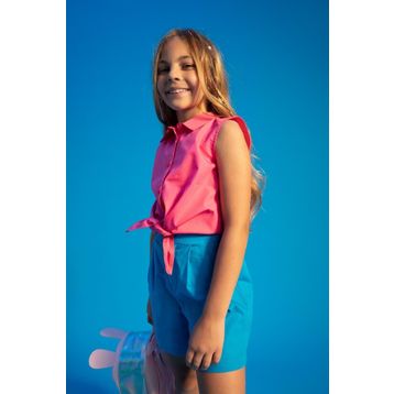 DeFacto Y0137A622SM Regular Fit Bağlamalı Poplin Kolsuz Kız Çocuk Gömlek