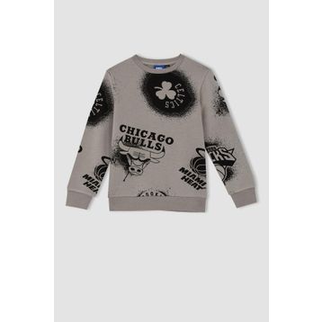 DeFacto Y4130A622AU Erkek Çocuk Fit Regular Fit Kalın Kumaşı Nba Current Teams Lisanslı Bisiklet Yaka Sweatshirt