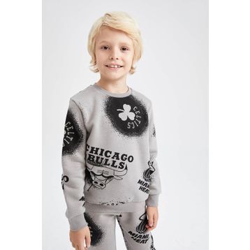 DeFacto Y4130A622AU Erkek Çocuk Fit Regular Fit Kalın Kumaşı Nba Current Teams Lisanslı Bisiklet Yaka Sweatshirt