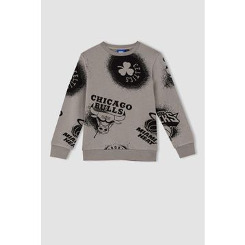 DeFacto Y4130A622AU Erkek Çocuk Fit Regular Fit Kalın Kumaşı Nba Current Teams Lisanslı Bisiklet Yaka Sweatshirt