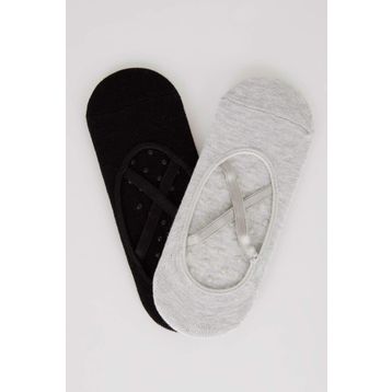 DeFacto Y6624AZNSKR1 Fit Kadın Pamuklu 2'li Pilates Çorabı