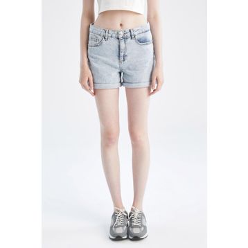 DeFacto Y8861AZ22HS Wanna Katlamalı Paça Yıkamalı Jean Mini Şort
