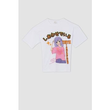 DeFacto Y9417A622HS Regular Fit Kısa Kollu Kısa Kollu Kız Çocuk Tişört
