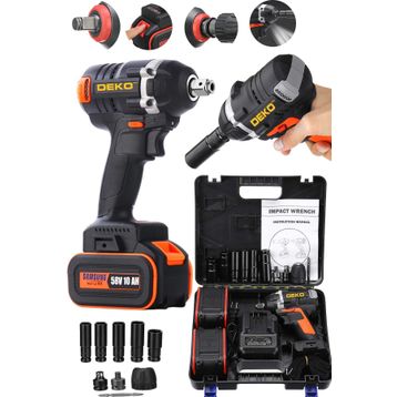 Deko DK5810TS 520NM 58V 10AH Kömürsüz Motor Darbeli Çift Vuruş Bijon Somun Sökme Makinesi Matkap Seti