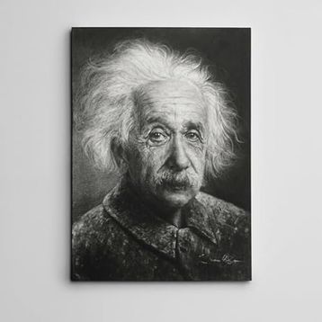 Dekolata Albert Einstein Siyah Beyaz 20x30 cm Kanvas Tablo