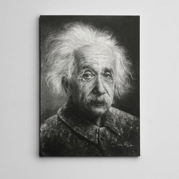 Dekolata Albert Einstein Siyah Beyaz 30x40 cm Kanvas Tablo