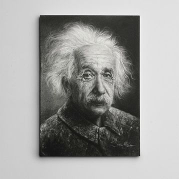 Dekolata Albert Einstein Siyah Beyaz 30x40 cm Kanvas Tablo