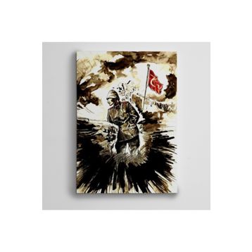 Dekolata Atatürk Cephe ve Türk Bayrağı 50x70 cm Kanvas Tablo