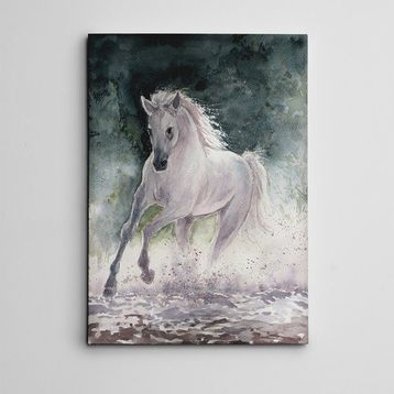 Dekolata Beyaz At 30x40 cm Kanvas Tablo