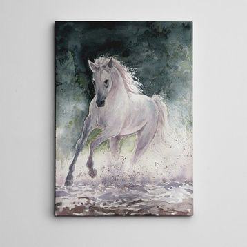 Dekolata Beyaz At 30x40 cm Kanvas Tablo